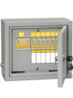 Изображение осветительного щита ОЩВ 6 с вводным автоматом на номинальный ток 63 ампера и автоматами на отходящих линиях амперажом 16 ампер