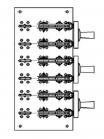 Изображение трёхполюсных перекидного рубильника РЕ19-45 72270 на 2500А с тремя отдельными изолированными рукоятками