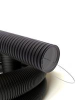 Фотография гибкой гофрированной трубы с двумя стенками из полиэтилена диаметром 200 мм изготовления ДКС