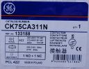 Характеристики и маркировка трёхполюсного контактора CK75CA311N на 150 ампер выпуска GE, которые указаны на упаковке