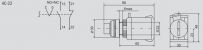Размера и электрическая схема двухпозиционного переключателя с фиксацией АС-22 из заводского каталога компании ИЭК