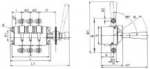 Две проекции разрывного рубильника ВР 32-39 В31250 Кореневского завода низковольтной аппаратуры