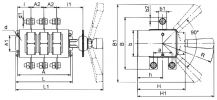 Общий вид перекидного или реверсивного рубильника ВР32-31 на 100А В71250 Кореневского завода низковольтной аппаратуры,
