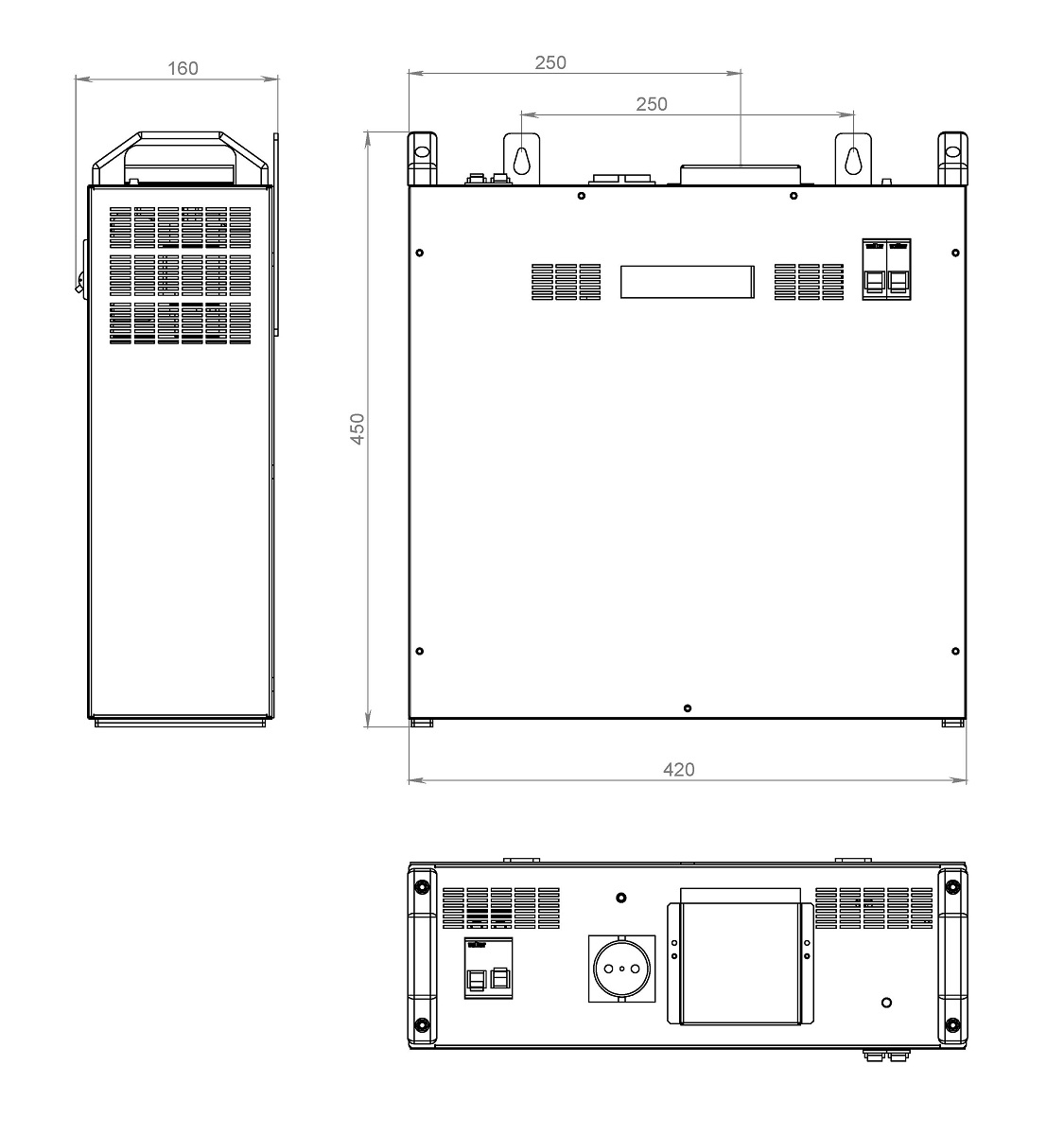 Установочные и габаритные размеры стабилизатора напряжения СНПТО-9 пттм для домашнего и офисного применения